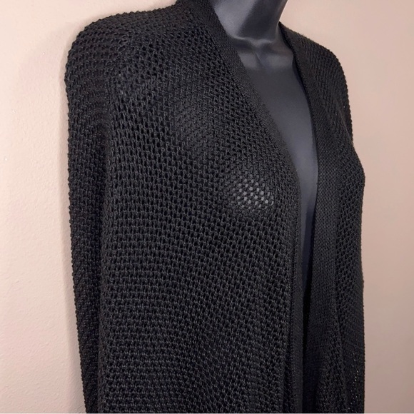 Small/Medium Black Open Knit Crochet Style Shrug Sweater Boho Goth Bohemian - Picture 3 of 16